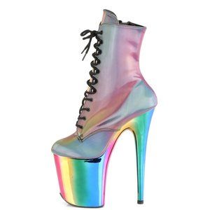 Rainbow Platform High Heel Lace Up Ankle Boots